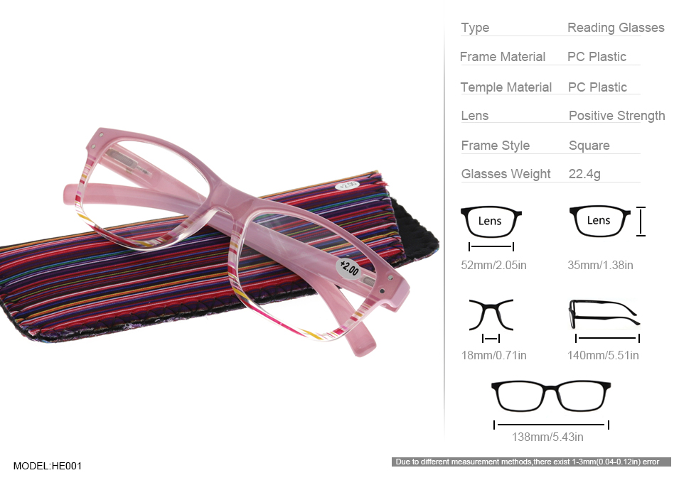 Fashion Women Spring Hinge Eyeglasses Frame Reading Glasses Single Vision Lens Reader Pink +1.00 to +3.50