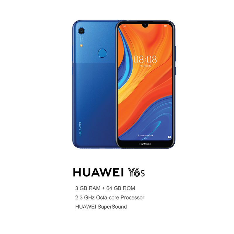 Huawei Y6s  6.09&apos;&apos; 3GB+64GB SmartPhone Dual Sim 3020mAh Mobile Phone(no headphone）