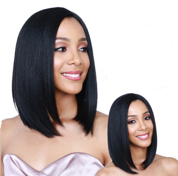 Female Short Straight Black Hair Synthetic Wig Distribution Type Personality Face Repair Wave Head