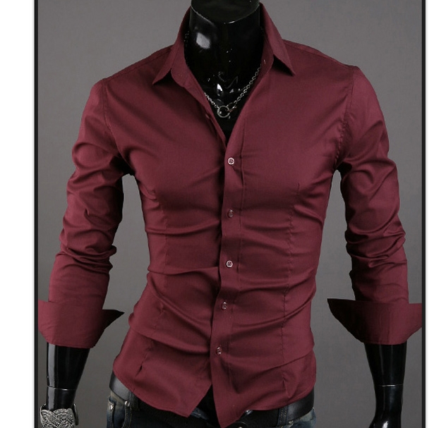 Special Offer Men Shirt 10 colors Solid Black Dress Shirt Long Sleeve Slim Fit Camisa Masculina Casual Male Shirts
