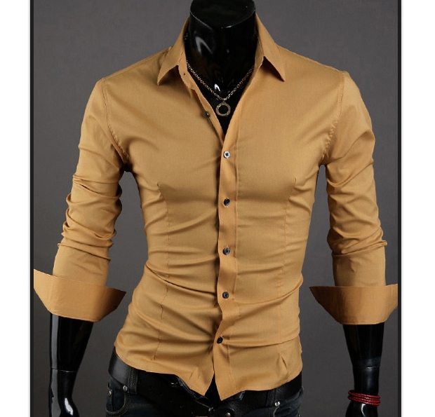 Special Offer Men Shirt 10 colors Solid Black Dress Shirt Long Sleeve Slim Fit Camisa Masculina Casual Male Shirts