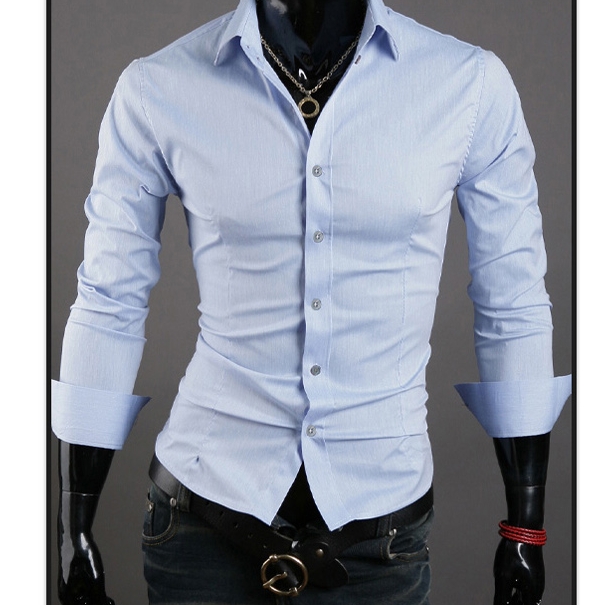 Special Offer Men Shirt 10 colors Solid Black Dress Shirt Long Sleeve Slim Fit Camisa Masculina Casual Male Shirts