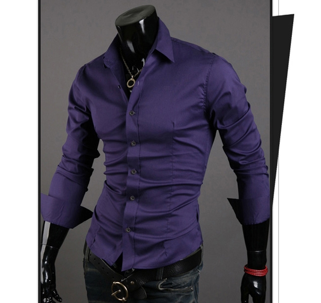 Special Offer Men Shirt 10 colors Solid Black Dress Shirt Long Sleeve Slim Fit Camisa Masculina Casual Male Shirts