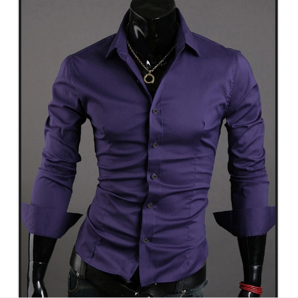 Special Offer Men Shirt 10 colors Solid Black Dress Shirt Long Sleeve Slim Fit Camisa Masculina Casual Male Shirts