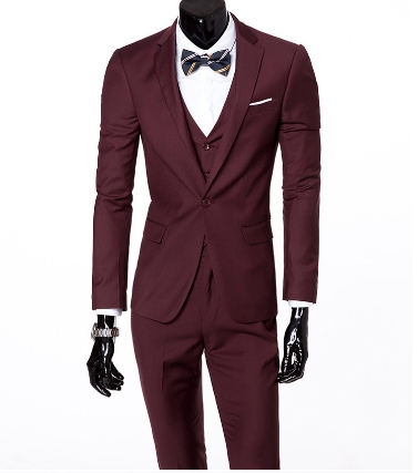 ( jacket + vest + pants )  Men's Slim Fit Business Three-piece Suits Male groom Man Blazers Sets