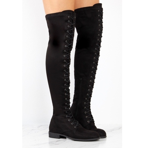 Woman Boot lace-up knee flat boots  Over The Knee High Boots Shoes Long  Boots