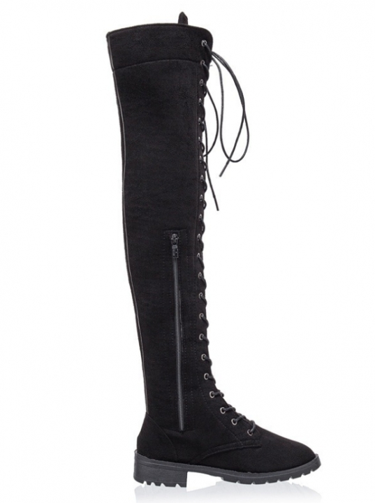Woman Boot lace-up knee flat boots  Over The Knee High Boots Shoes Long  Boots