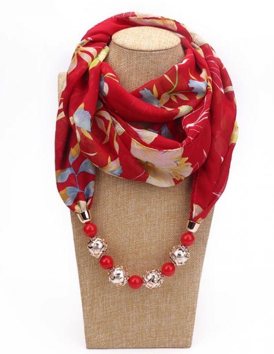 New Pendant Scarf Necklace Necklaces For Women Chiffon Scarves Pendant Jewelry Female Accessories