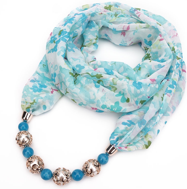 New Pendant Scarf Necklace Necklaces For Women Chiffon Scarves Pendant Jewelry Female Accessories