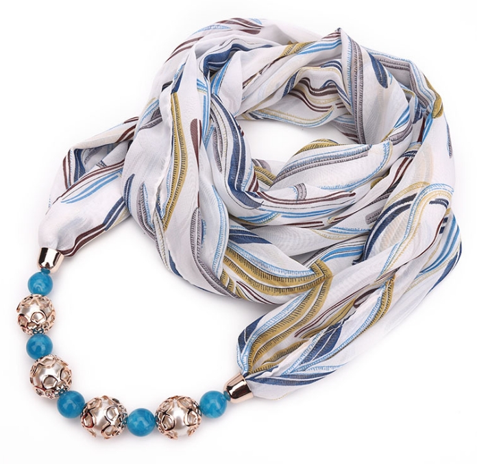 New Pendant Scarf Necklace Necklaces For Women Chiffon Scarves Pendant Jewelry Female Accessories