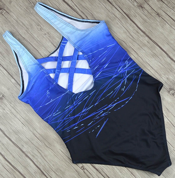 Sexy One Piece Swimsuit Female Women Swimwear High Neck Bandage Criss Cross Bather Monokini