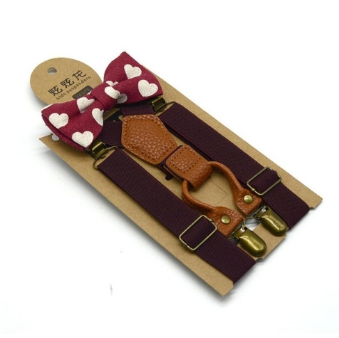 High Elastic elastic Butterfly knot Kids Boys toddler Wedding Matching Suspenders Tie Set