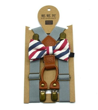 High Elastic elastic Butterfly knot Kids Boys toddler Wedding Matching Suspenders Tie Set