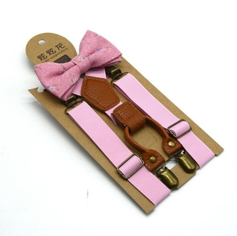High Elastic elastic Butterfly knot Kids Boys toddler Wedding Matching Suspenders Tie Set