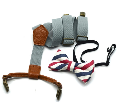 High Elastic elastic Butterfly knot Kids Boys toddler Wedding Matching Suspenders Tie Set