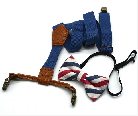 High Elastic elastic Butterfly knot Kids Boys toddler Wedding Matching Suspenders Tie Set
