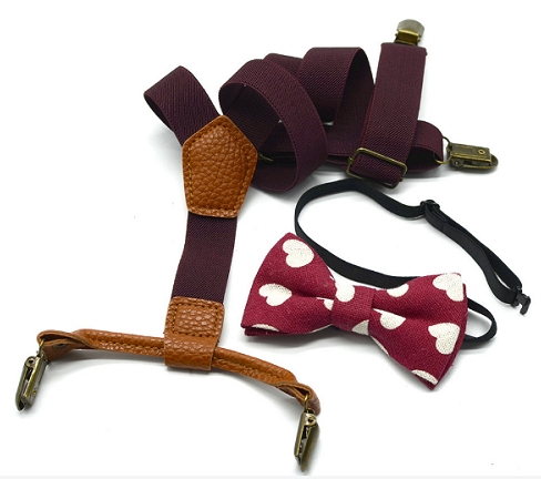 High Elastic elastic Butterfly knot Kids Boys toddler Wedding Matching Suspenders Tie Set