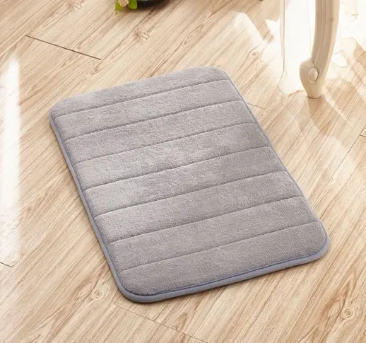 40 60cm Memory Foam Floor Bath Mat Coral Velvet Anti Slip Bathroom Rug Magnificent Stripe Carpet Gray 40cm 60cm