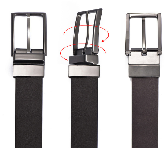 Revolvable Buckle Belts For Men Formal Business Genuine Leather Belt With  Solid Black Dark Brown