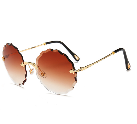 Vintage Round Sunglasses Women Men Fashion Rimless Glasses Retro Pink Sun Glasses