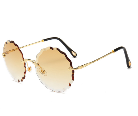 Vintage Round Sunglasses Women Men Fashion Rimless Glasses Retro Pink Sun Glasses