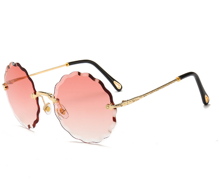 Vintage Round Sunglasses Women Men Fashion Rimless Glasses Retro Pink Sun Glasses