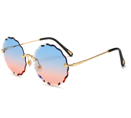 Vintage Round Sunglasses Women Men Fashion Rimless Glasses Retro Pink Sun Glasses