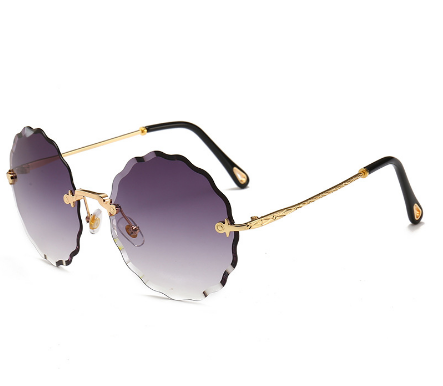 Vintage Round Sunglasses Women Men Fashion Rimless Glasses Retro Pink Sun Glasses