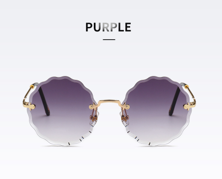 Vintage Round Sunglasses Women Men Fashion Rimless Glasses Retro Pink Sun Glasses