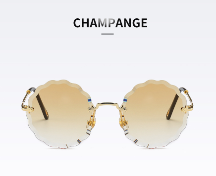 Vintage Round Sunglasses Women Men Fashion Rimless Glasses Retro Pink Sun Glasses