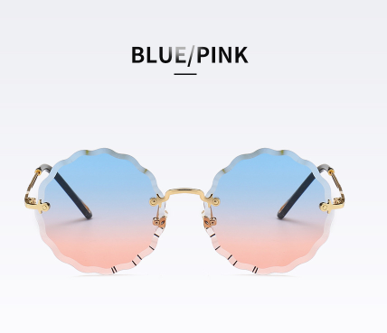 Vintage Round Sunglasses Women Men Fashion Rimless Glasses Retro Pink Sun Glasses