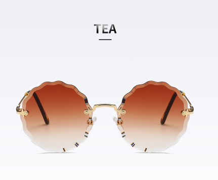 Vintage Round Sunglasses Women Men Fashion Rimless Glasses Retro Pink Sun Glasses