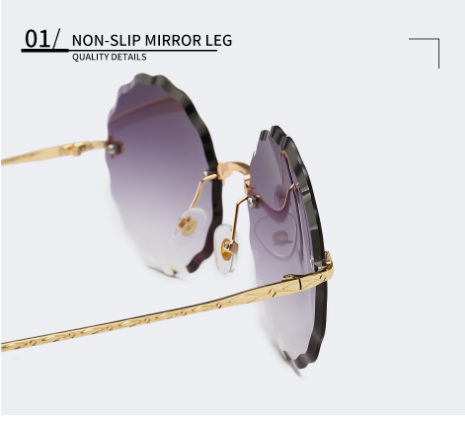 Vintage Round Sunglasses Women Men Fashion Rimless Glasses Retro Pink Sun Glasses