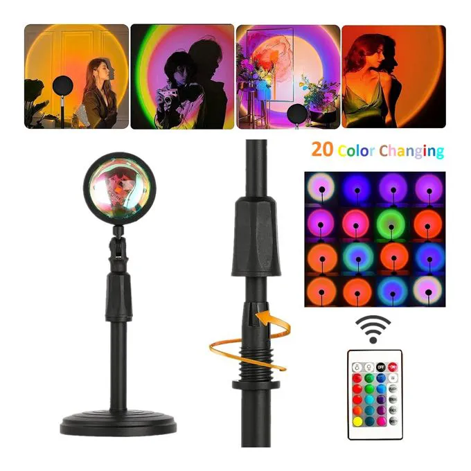 Remote Control Sunset Lamp Projector RGB Sunset Lamp 16Colors USB LED Sunset Light For Live-Stream/Photography
