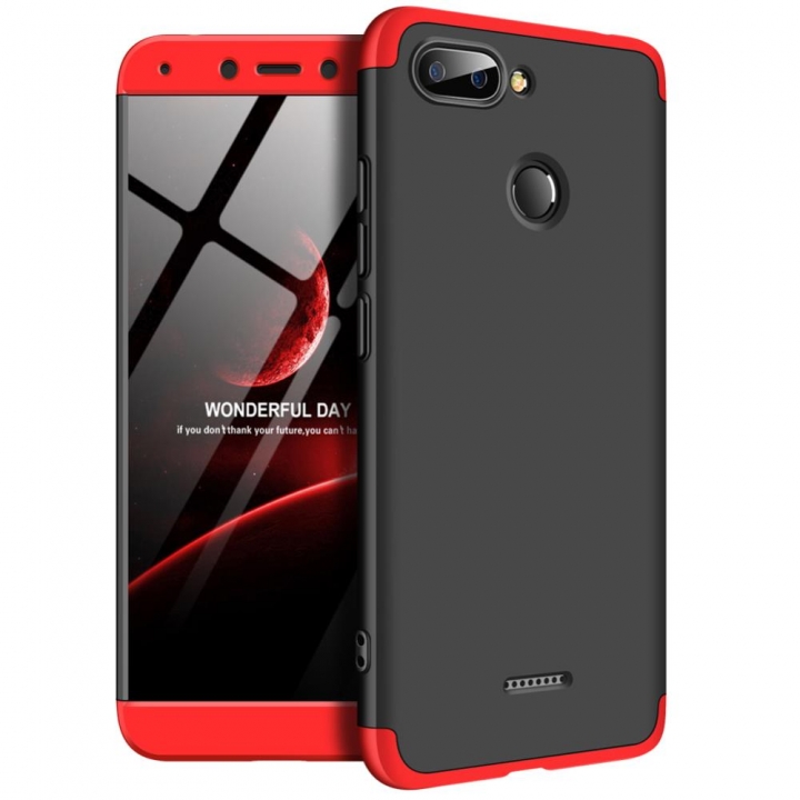 Frosted Hard PC Back Cover Full Body Shockproof 3 Detachable Parts Case for Xiaomi Redmi 6
