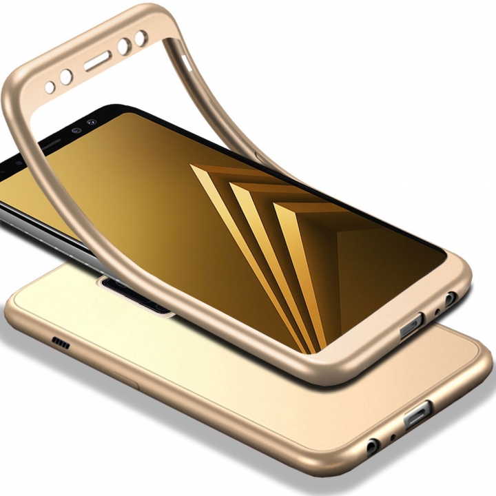 TPU Cover 2 in 1 Coverage Protection with Tempered Glass Screen Protector for Samsung Galaxy A8 Plus