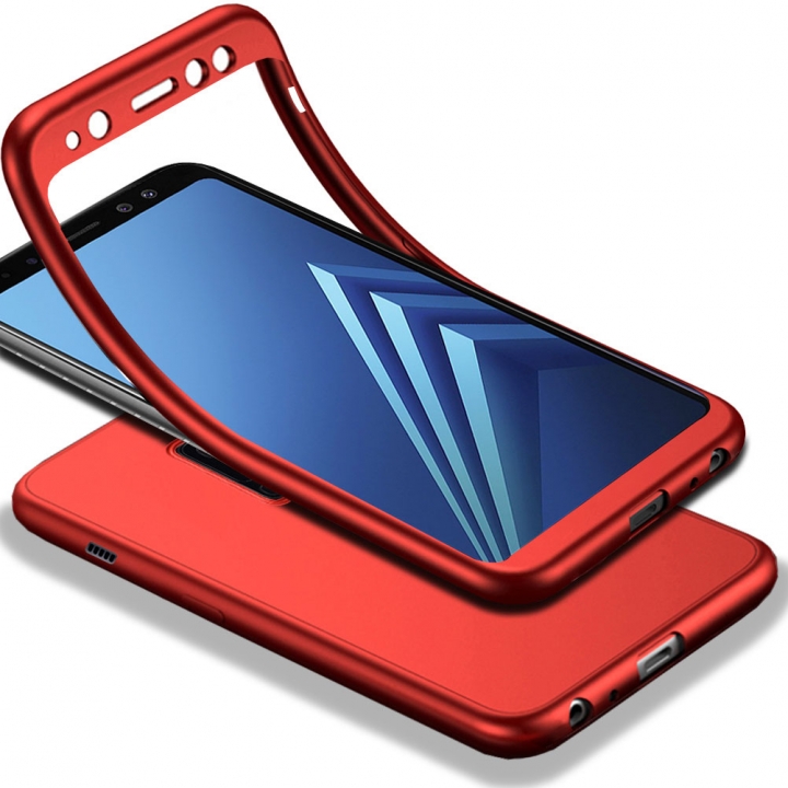 TPU Cover 2 in 1 Coverage Protection with Tempered Glass Screen Protector for Samsung Galaxy A8 Plus