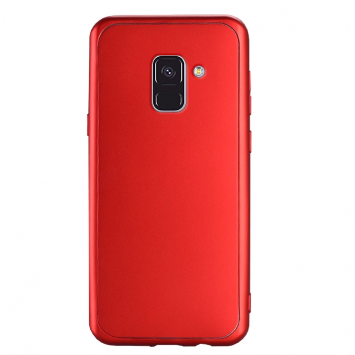 TPU Cover 2 in 1 Coverage Protection with Tempered Glass Screen Protector for Samsung Galaxy A8 Plus