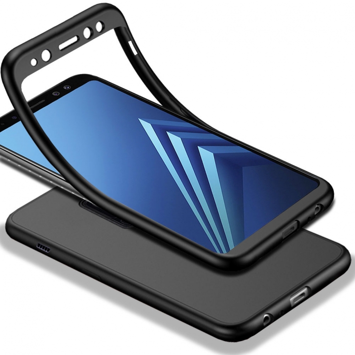 TPU Cover 2 in 1 Coverage Protection with Tempered Glass Screen Protector for Samsung Galaxy A8 Plus