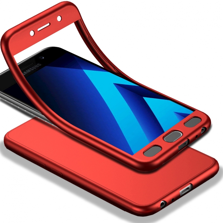 Matte Finish Cover 2 in 1 Full Protection with Tempered Glass Screen Protector for Samsung Galaxy A7