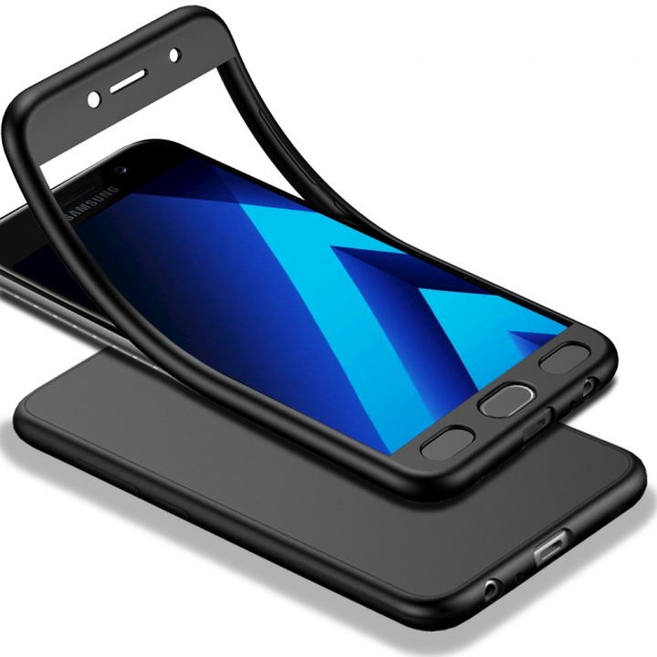 Matte Finish Cover 2 in 1 Full Protection with Tempered Glass Screen Protector for Samsung Galaxy A7