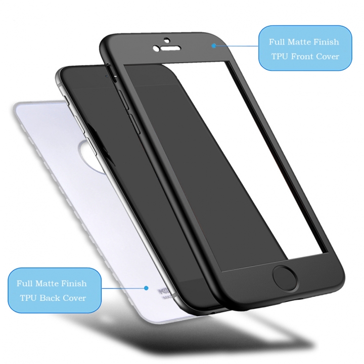 Matte Finish Cover 2 in 1 Full Protection with Tempered Glass Screen Protector for Samsung Galaxy A7