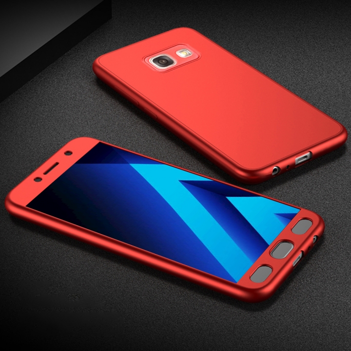 Matte Finish Cover 2 in 1 Full Protection with Tempered Glass Screen Protector for Samsung Galaxy A7