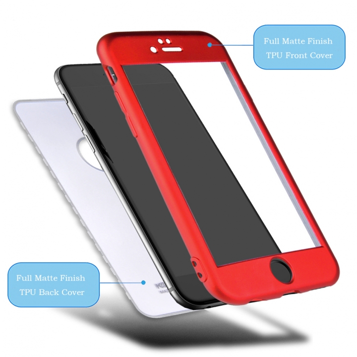 Matte Finish Cover 2 in 1 Full Protection with Tempered Glass Screen Protector for Samsung Galaxy A7