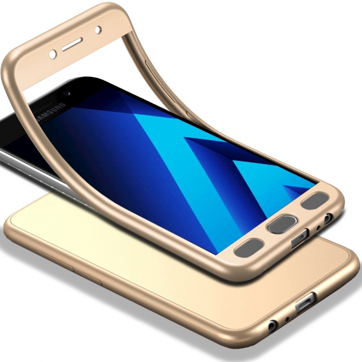 Matte Finish Cover 2 in 1 Full Protection with Tempered Glass Screen Protector for Samsung Galaxy A7