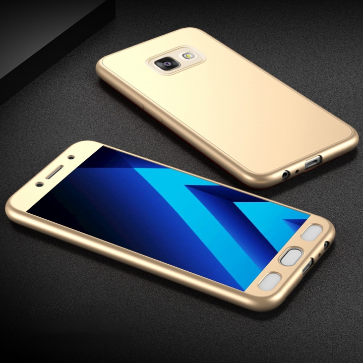 Matte Finish Cover 2 in 1 Full Protection with Tempered Glass Screen Protector for Samsung Galaxy A7