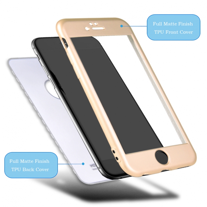 Matte Finish Cover 2 in 1 Full Protection with Tempered Glass Screen Protector for Samsung Galaxy A7