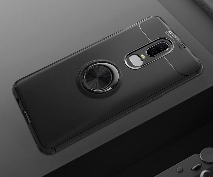 [Ring Bracket]TPU Shock Absorber Shell Creative Magnetic Car Bracket Cover for OnePlus 6