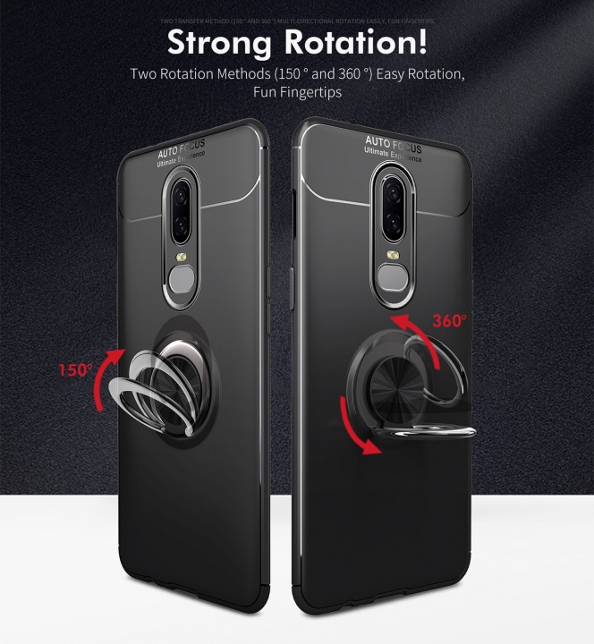 [Ring Bracket]TPU Shock Absorber Shell Creative Magnetic Car Bracket Cover for OnePlus 6
