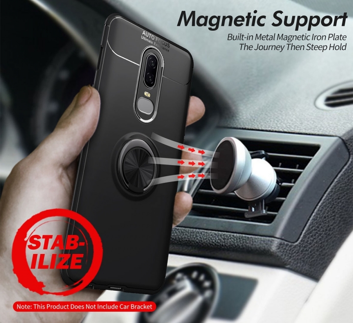 [Ring Bracket]TPU Shock Absorber Shell Creative Magnetic Car Bracket Cover for OnePlus 6